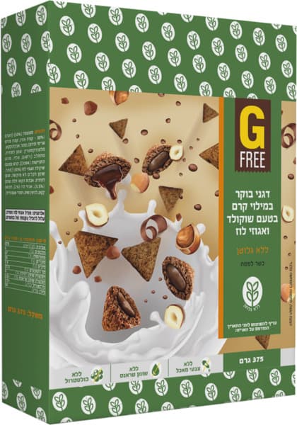Céréales fourrées à la crème saveur chocolat et noisette sans gluten