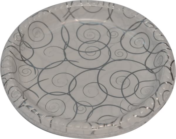 Small white plate printed silver