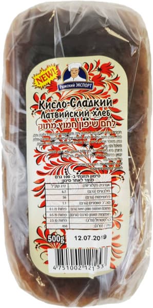 לחם שיפון חמוץ מתוק לטבייסקי