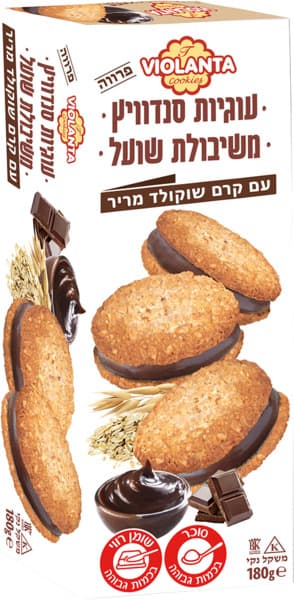 עוגיות סנדוויץ משיבולת שועל ממולאות קרם טחינה 180 ג' VIOLANTA