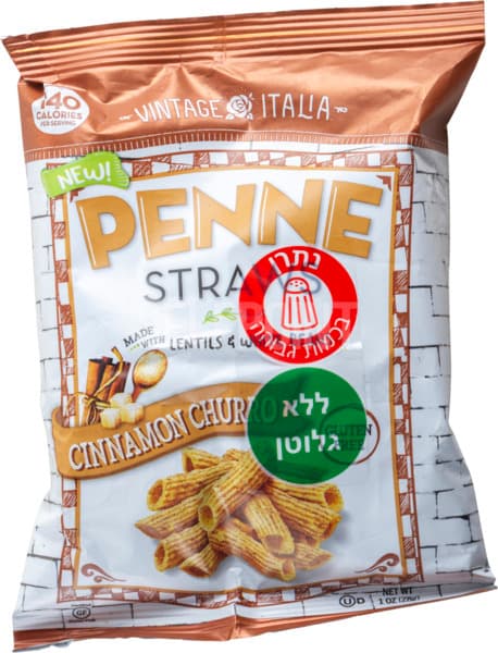פנה סטרו חטיף פריך מעדשים ושעועית לבנה בטעם צ'ורוס קינמון ללא גלוטן