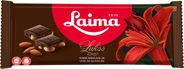 שוקולד מריר עם שקדים 190 גר LAIMA