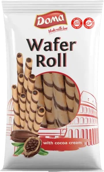 Wafer roll with cocoa cream