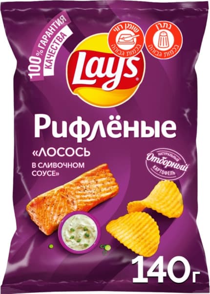 חטיפי תפוח אדמה בטעם סלמון ברוטב שמנת  140גרםLAYS