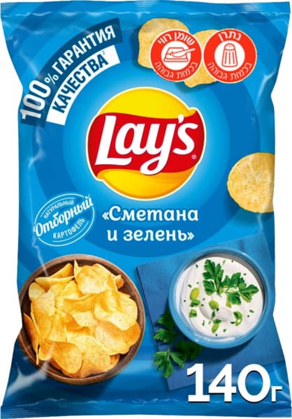 חטיפי תפוח אדמה בטעםשמנת חמוצה וירק 140גרםLAYS