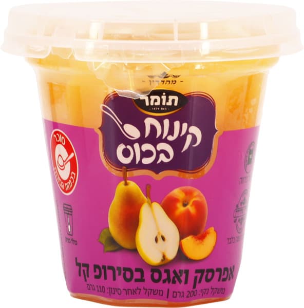 תומר קוקטיל אגס אפרסק בכוס 200ג'