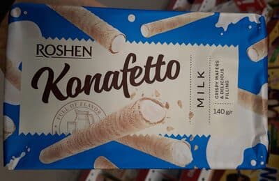 גליליות וופל במילוי קרם חלב 140 גרם רושן KONAFETTO
