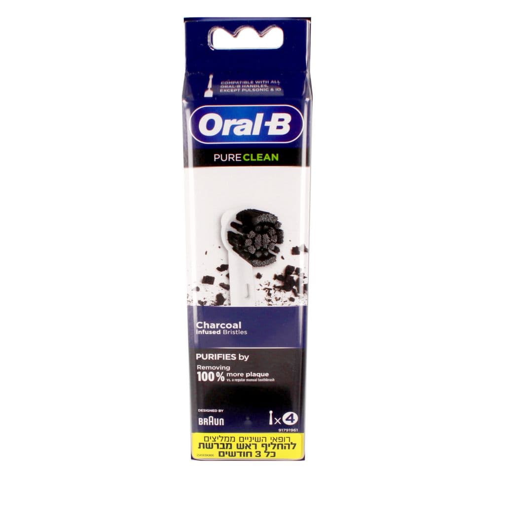 Oral-B رؤوس فرشاة أسنان كهربائية بالفحم 4 قطع