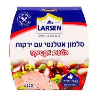 שימורי דג סלמון עם סלט ירקות בסגנון מקסיקני 220 גרם