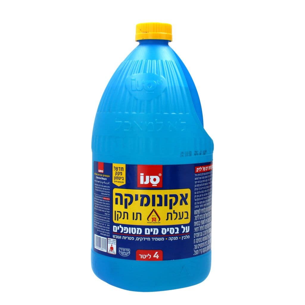 סנו אקונומיקה על בסיס מים מטופלים בעלת תו תקן 4 ליטר