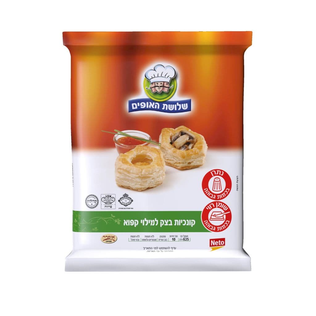 שלושת האופים קונכיות בצק קפוא למילוי 625 גרם