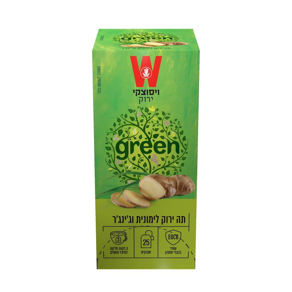 תה ירוק לימונית וגינגר 25 שקיקים