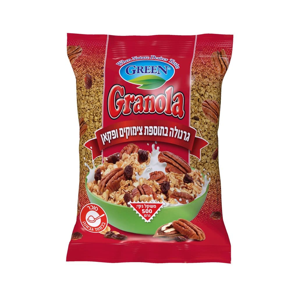 גרנולה צימוקים ופקאן 500 גרם