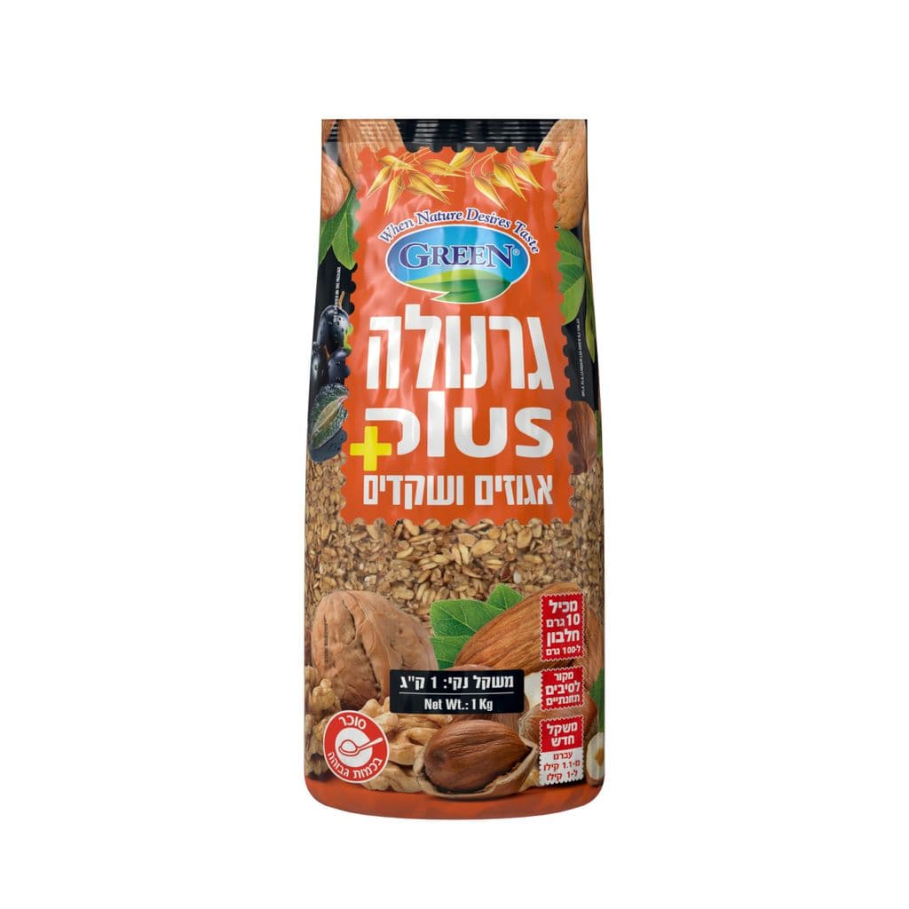 גרנולה בתוספת שקדים ואגוזים 1 קג