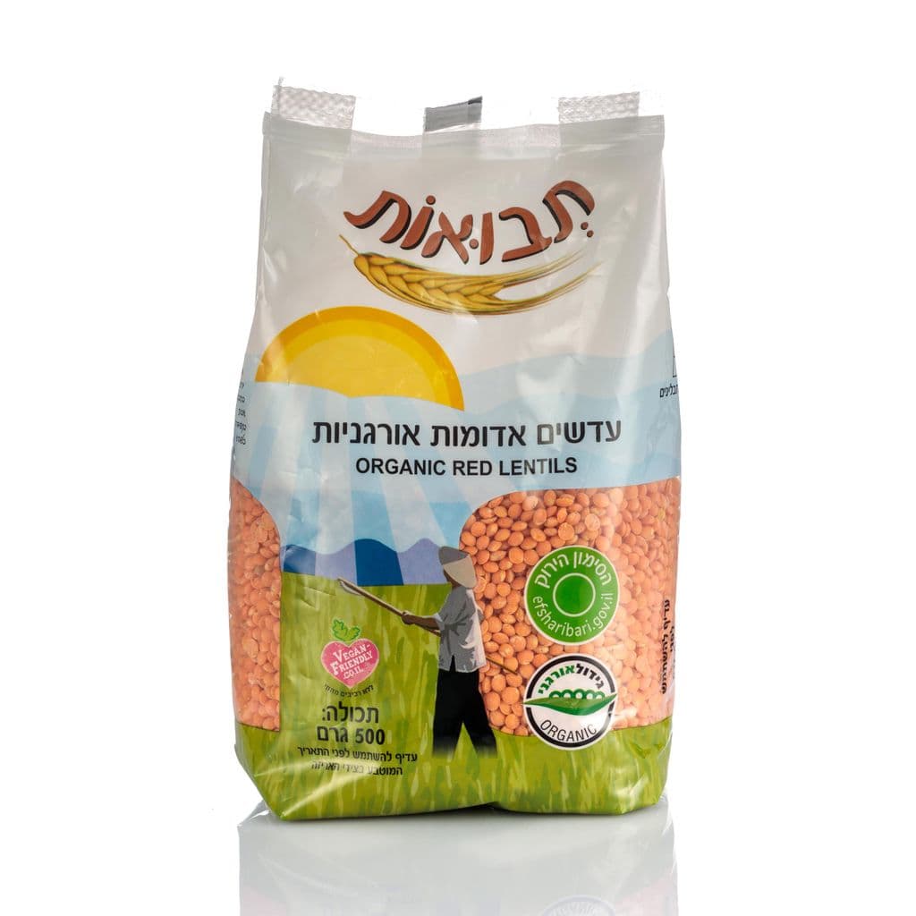 עדשים אדומים אורגני 500 גרם