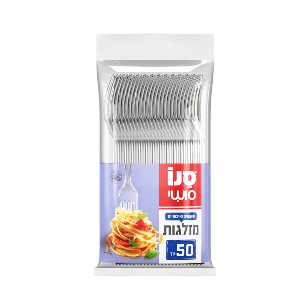 סנו סושי 50 מזלגות פלסטיק שקופים