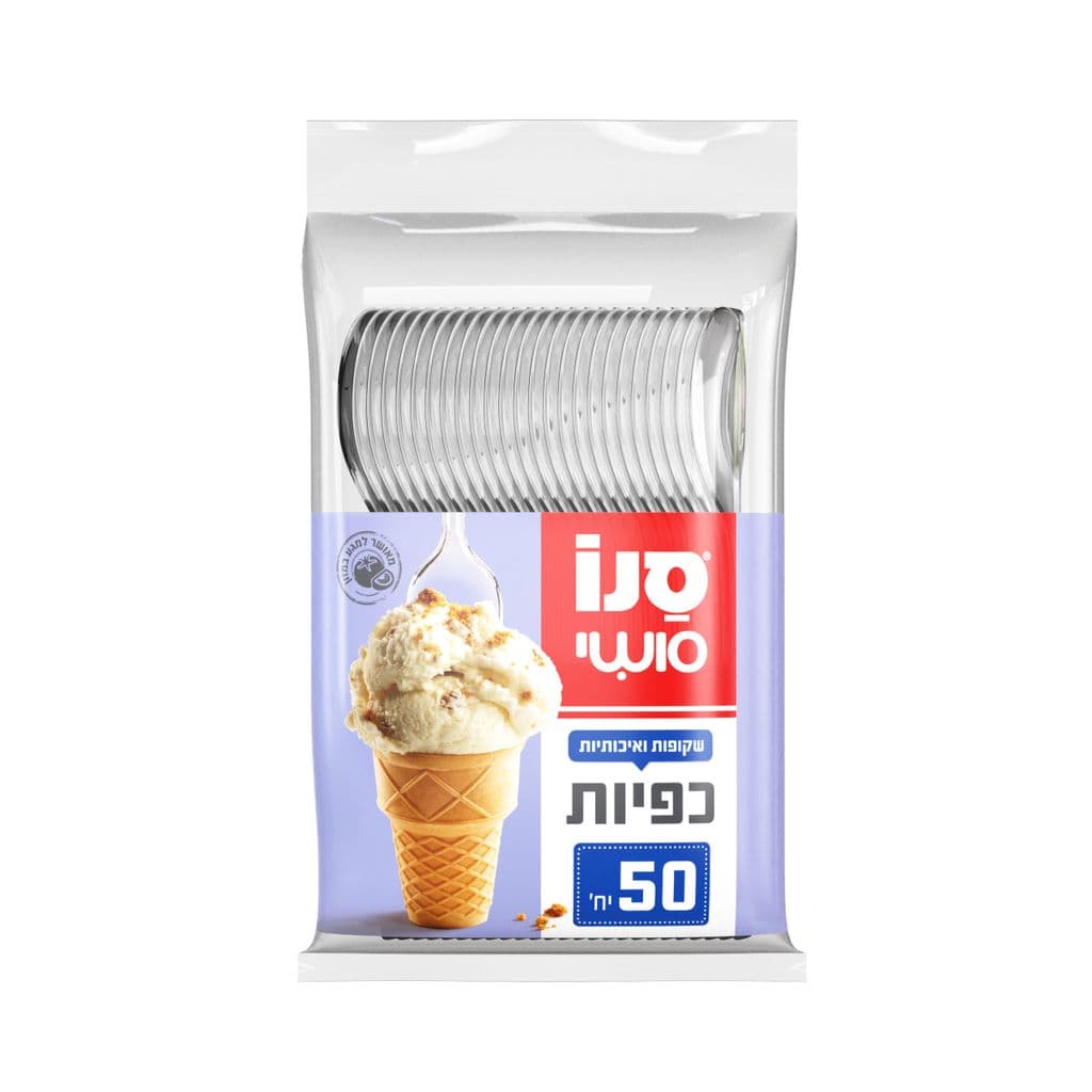 סנו סושי 50 כפיות פלסטיק שקופות