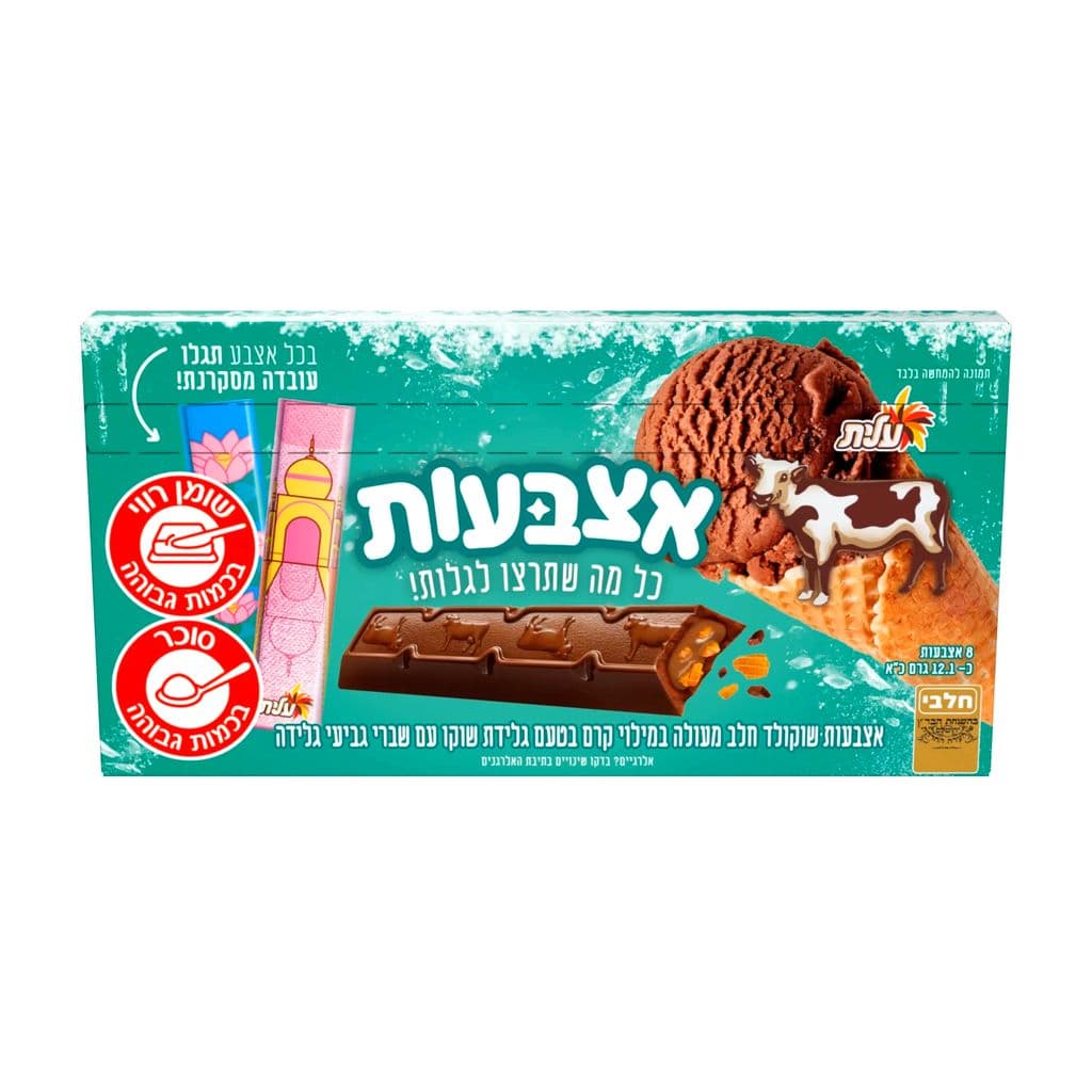 אצבעות חלב בטעם שוקו ושברי גלידה
