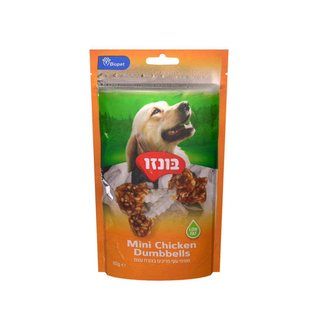 חטיפי עוף פריכים בצורת עצם 85 גרם