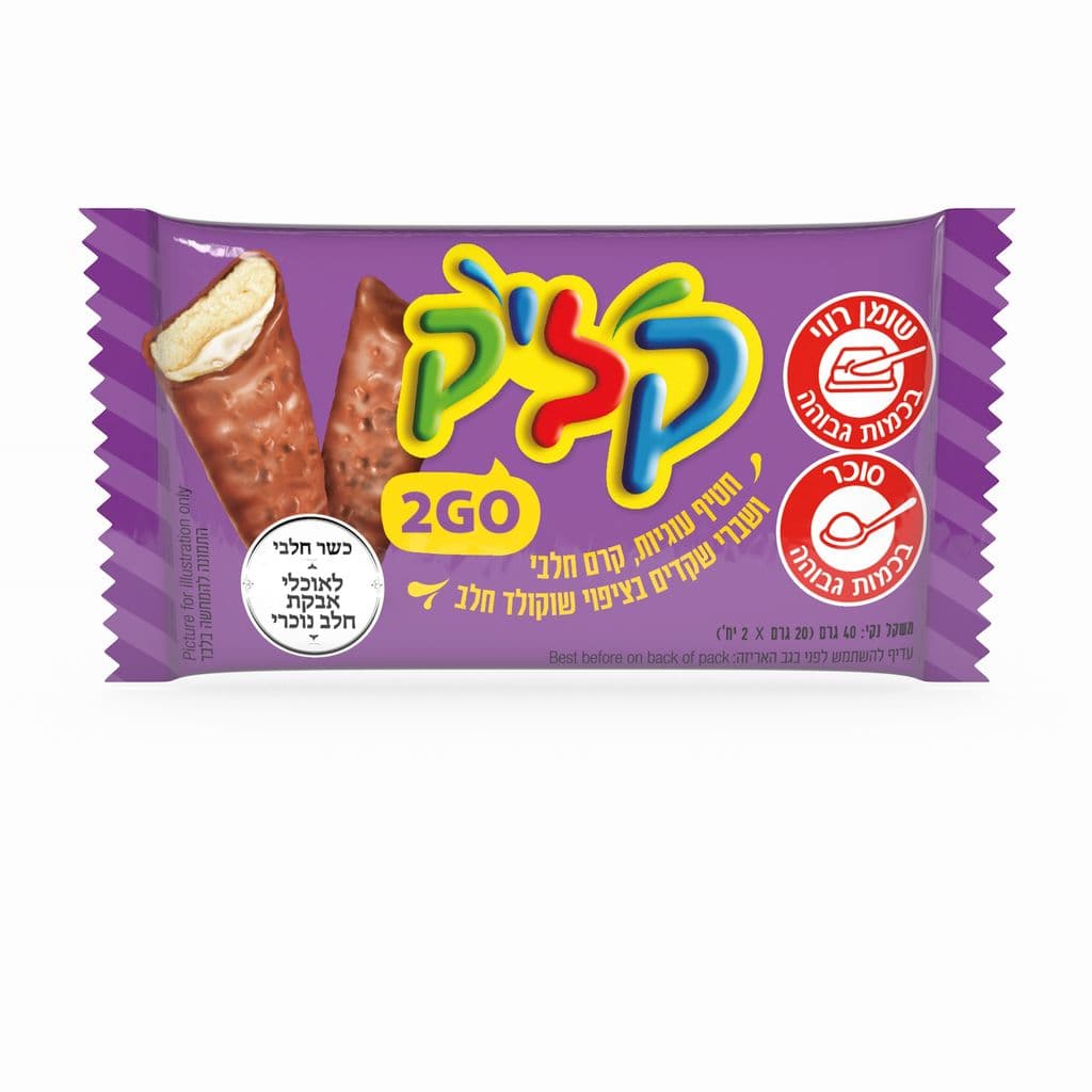 קליק 2GO חטיף עוגיות קרם חלבי ושברי שקד