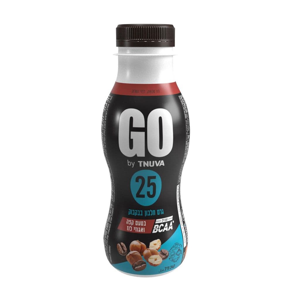 משקה GO בטעם קפה אגוזי לוז 340 מ"ל, 25 גרם חלבון