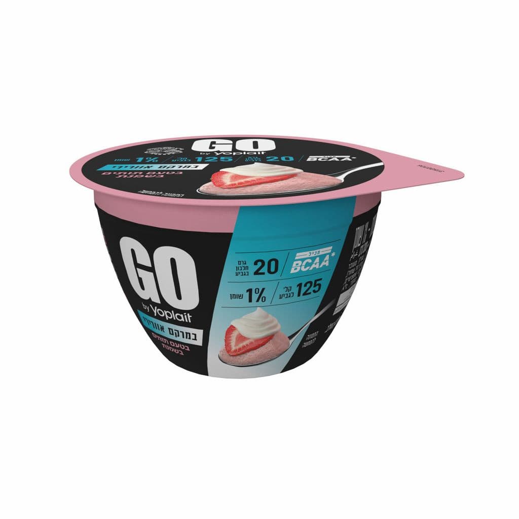 יוגורט GO אוורירי תותים בשמנת 20 ג חלבון