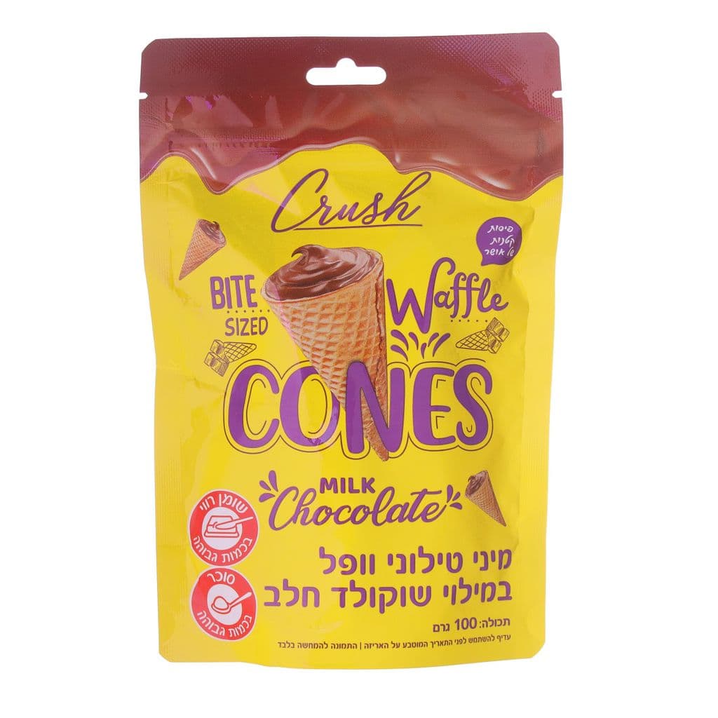מיני טילוני וופל במילוי שוקולד חלב 100 גרם