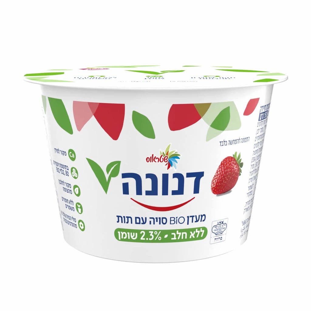 'מעדן ביו סויה עם תות בתוספת חיידק פרובי