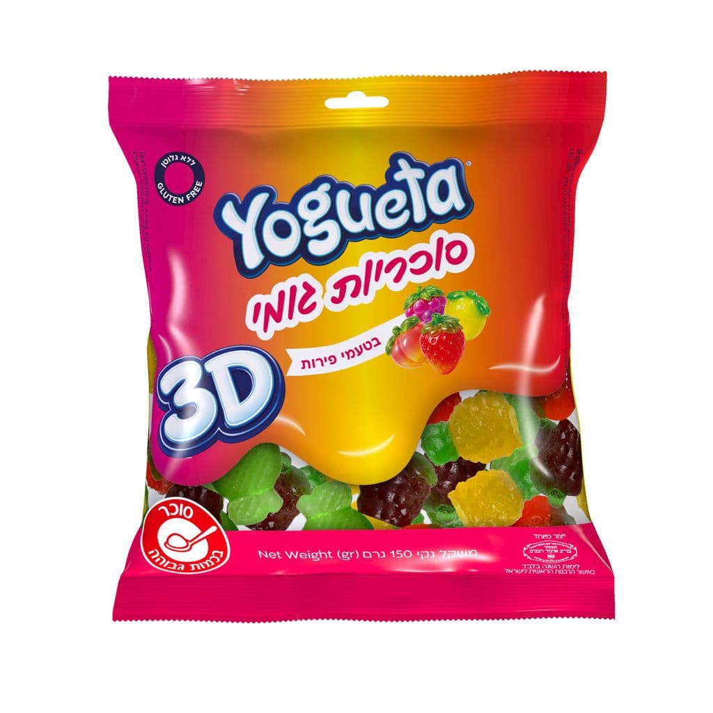 יוגטה גומי תלת מימד פירות 150 גר