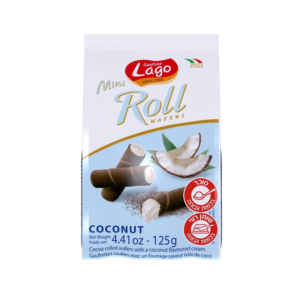 Waffle rolls filled with coconut cream