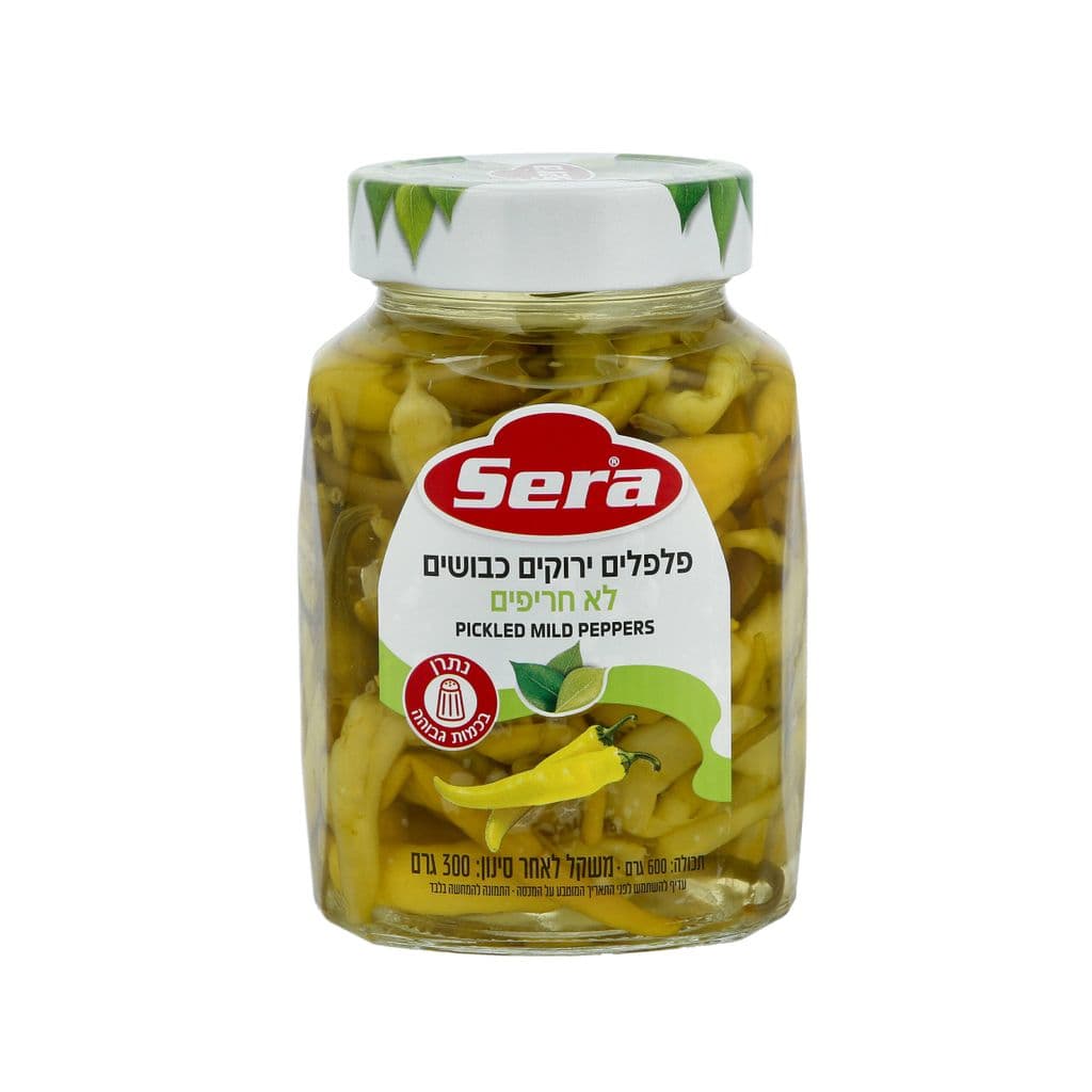 פלפל ירוק כבוש לא חריף 600 גר