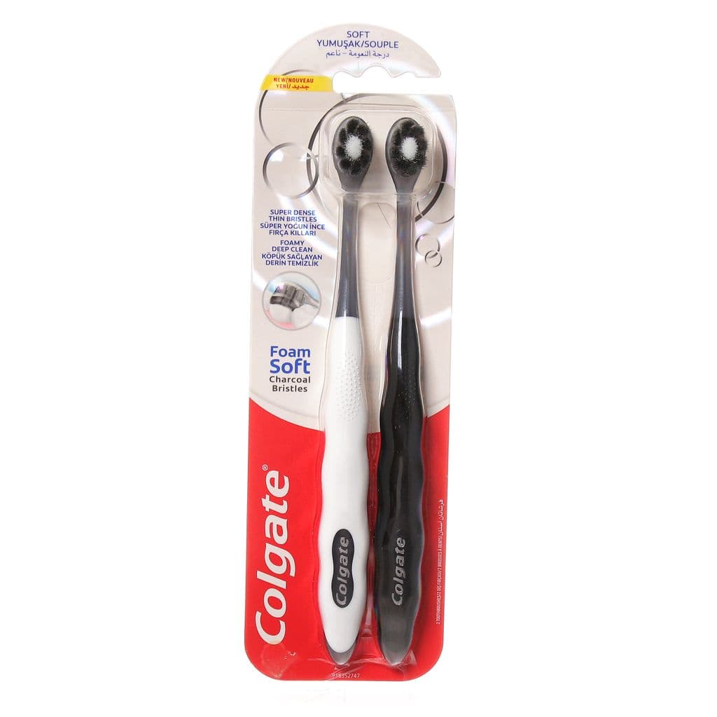 Colgate Soft Foam charcoal pair of toothbrushes