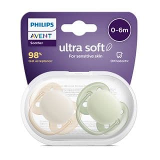 Avent Ultra Soft pacifier 0-6 cream/greenish