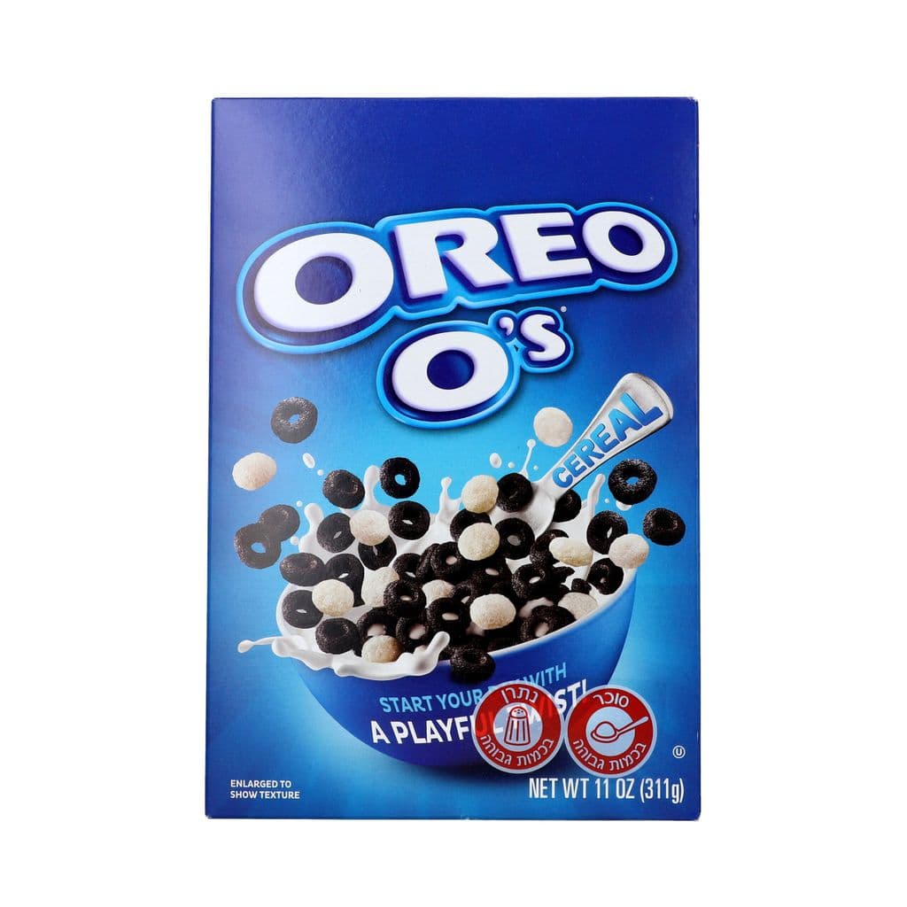 Céréales petit déjeuner avec miettes de biscuits Oreo goût cacao et vanille