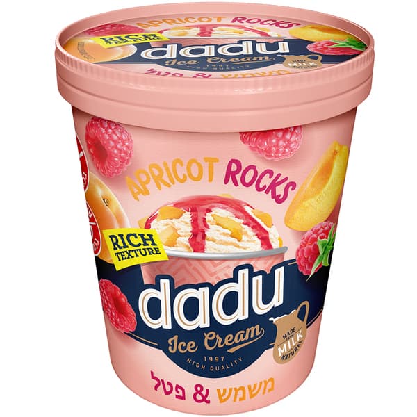 مثلجات كريمة بالفانيليا مع قطع مشمش وشراب توت العليق 325 غ "dadu"
