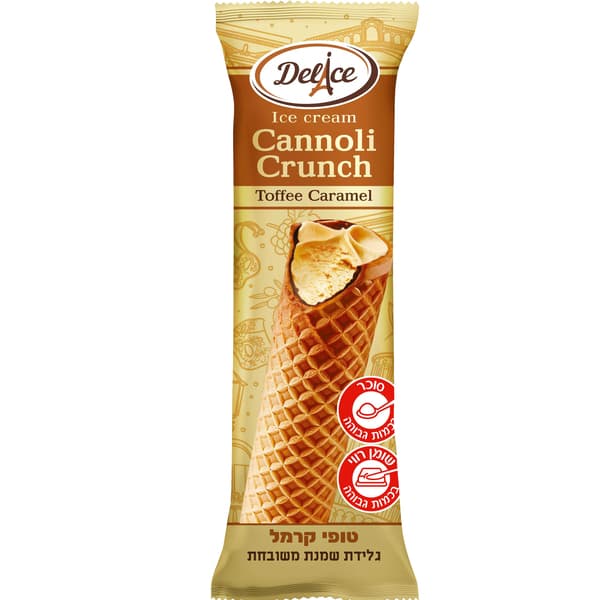 Premium cream ice cream with caramel toffee flavor in crunchy wafer roll 60 g DELICE