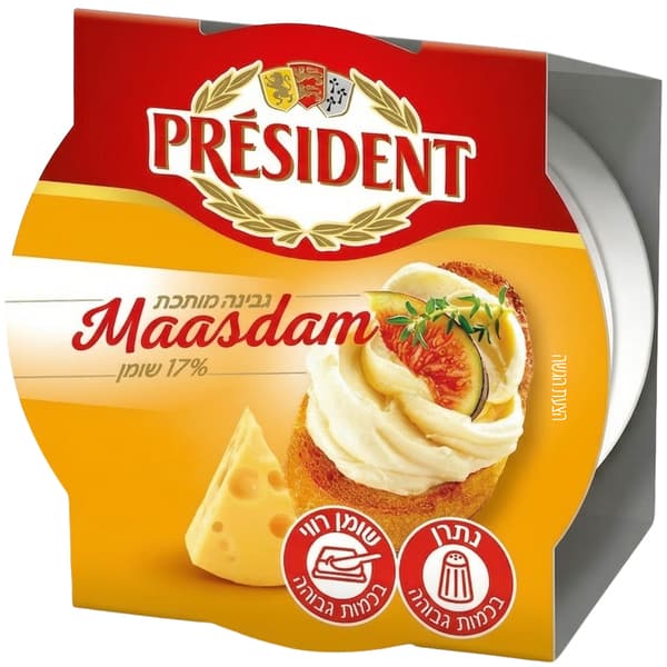 גבינה מותכת מאסדם 17% 150 גרם PRESIDENT