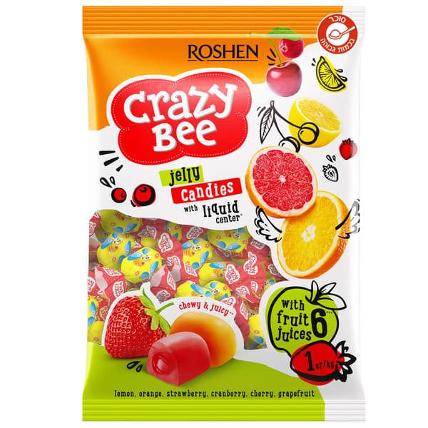 Желейные конфеты со вкусом фруктов 1 кг Roshen CRAZY BEE