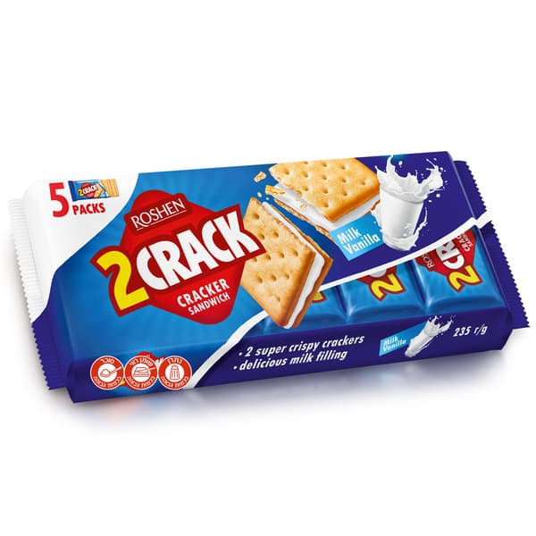 بسكويت كراكر ساندويتش روشين 2 Crack بالحليب والفانيليا 235 غ