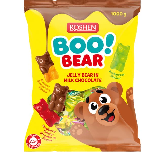 Roshen BOO! BEAR bonbons gélifiés aux fruits enrobés de chocolat 1 kg
