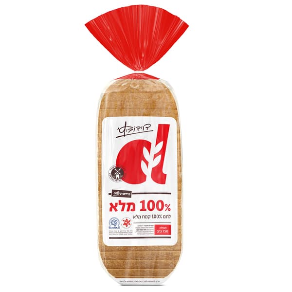 לחם מלא 100% 750 גרם