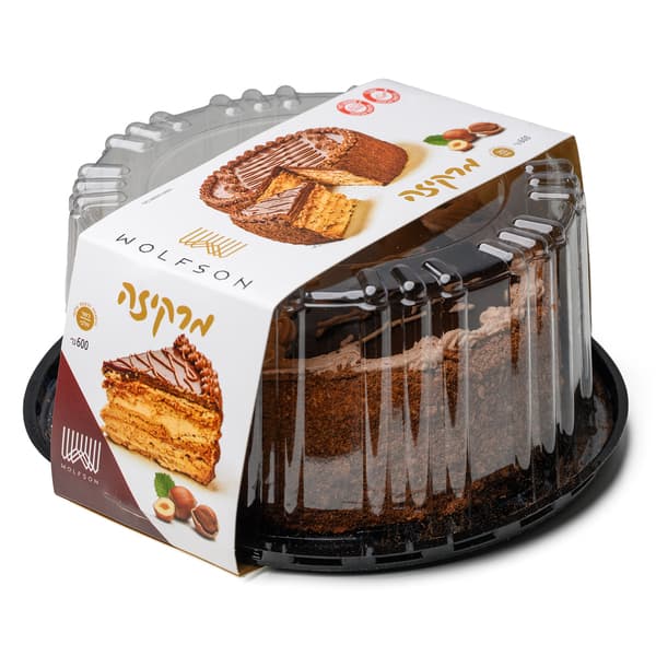 עוגת מרקיזה עוגת שכבות מרנג אגוזי לוז וקרם גנדויה בציפוי גנאש שוקולד