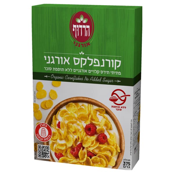 קורנפלקס אורגני ללא סוכר 375 גר