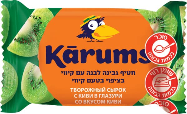 חטיף גבינה לבנה עם קיווי בציפוי בטעם קיווי