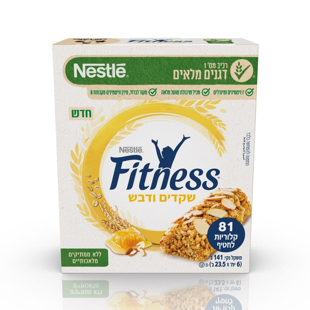 פיטנס חטיף דגנים שקדים ודבש 8 6*23.5ג.N0