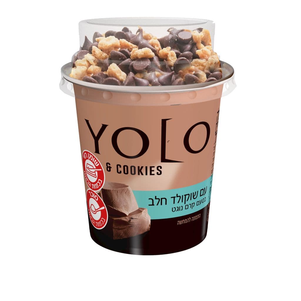 YOLO COOKIES שוקולד חלב בטעם קרם נוגט בתוספת עוגיות ונטיפים בטעם שוקולד