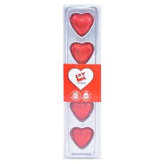 לבבות שוקולד 5 יח 32.5 גר' במארז PVC שקוף מגש