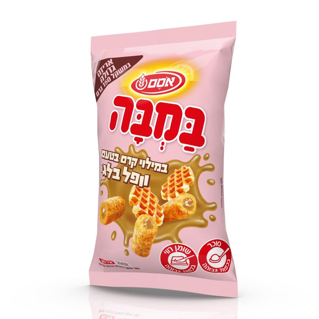 במבה במילוי קרם וופל בלגי 150 גרם