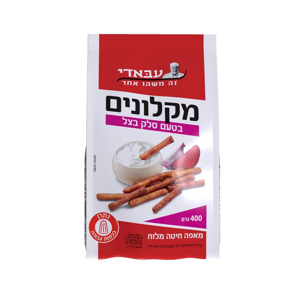 מקלונים מאפה חיטה בטעם סלק בצל 400 גרם